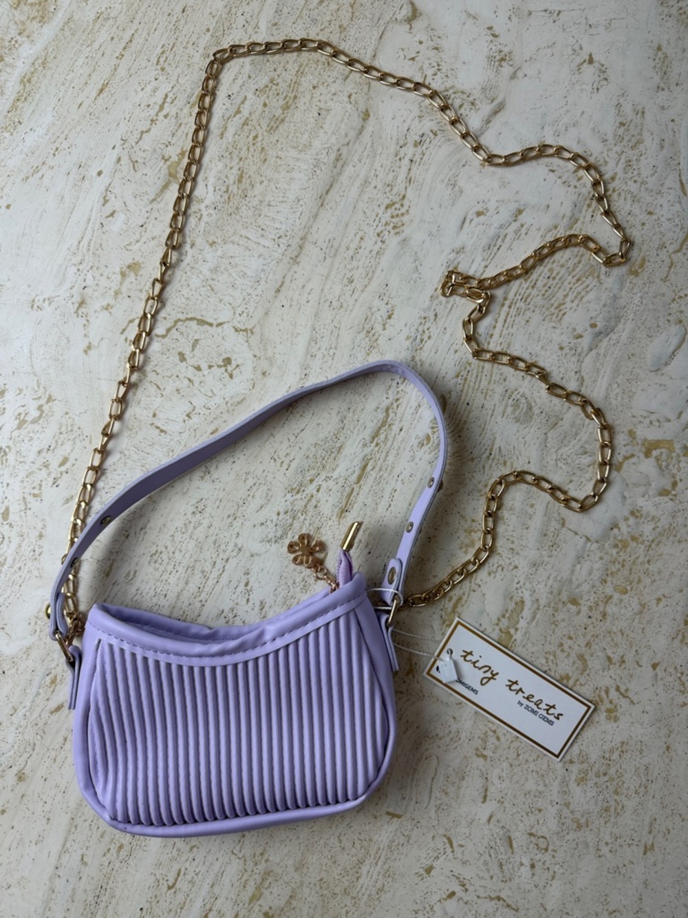 Zomi Gems Tiny Treats Tiny Hobo Bag Lavender purse crossbody KIDS bag Gold Chain